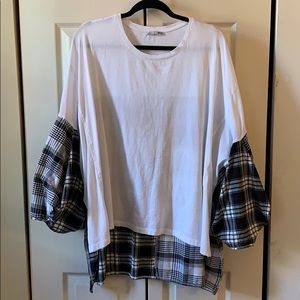 Zara Plaid Oversized Shirt Top